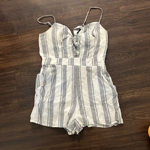 Blue and white romper